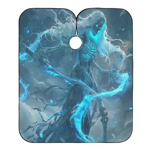 RPLIFE Conte Raccoon Immagine Colorazione Dei Capelli Vestiti Protettivo, Mantello Barbiere Extra Large, Capelli Taglio Capo Clienti, mago scheletro, luce blu, taglia unica