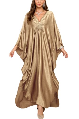 YOUKD Femmes Couleur Unie Long Caftan Maxi Robe Pluse Taille Homewear Bikini Plage Cover Up Robes