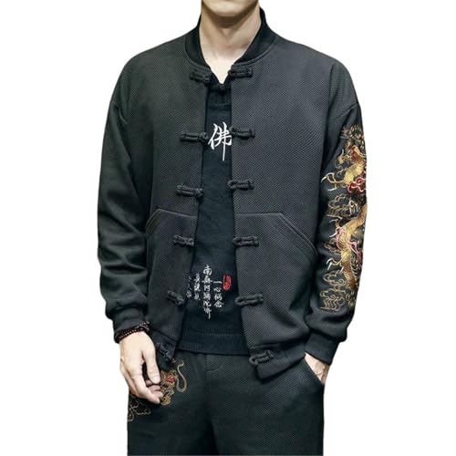 Veste de style chinois pour homme avec broderie dragon