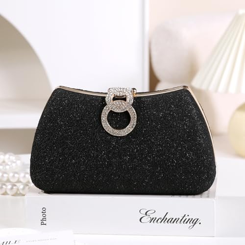 Image of Dreubea Women's Fashion Evening Bag Rhinestone Decrated Clutch Handbag with Chain