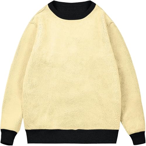 Men's Sherpa Lined Sweatshirts Fleece Pullover Basic Tops winter Thicken Warm Crewneck Long Sleeve Heavy Underwear4