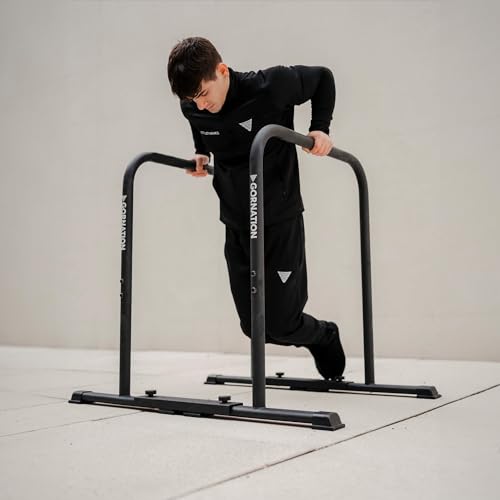 GORNATION Barres Dips, Barres Parallèles en Acier pour Calisthenics, Équipement de Street Workout & Fitness avec réglage et Pieds antidérapants, Barre de Dips pour Home Gym (Barres de Dips) – Image 3