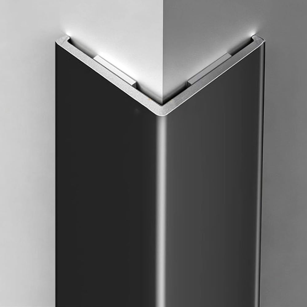 Aluminiowe osłony narożne, listwa ścienna, samoprzylepna listwa ochronna w kształcie litery L, dwustronna antykolizyjna, do drzwi, okien, listwy przypodłogowej, czarna, rozmiar L, 100 cm (39