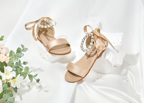 Image of PHIRAMIN Toddler Girl Sandals - Flower Girl Dress Shoes Open Toe Little Kid Wedding Party