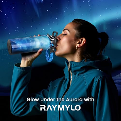 Image of RAYMYLO Insulated Water Bottle 40 oz, Triple Wall Vacuum Stainless Steel (Cold for 36Hrs, Hot for 18Hrs), Leak Proof & Non-BPA, Modern Water Flask Jug with Paracord Handle & Straw Spout Lids