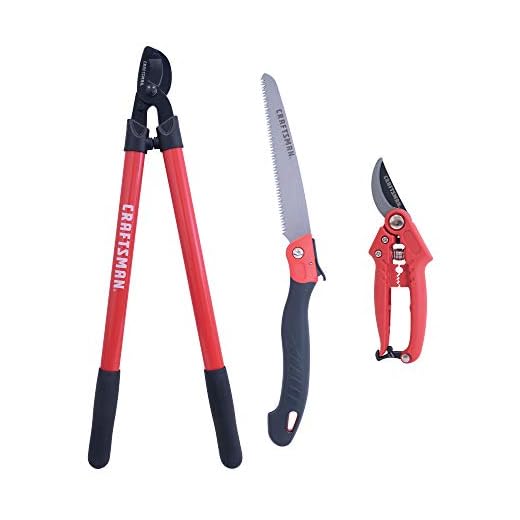 Craftsman CMXMKIT0170 3-Piece Set Shears Bypass Lopper and Folding Pruning Saw, Red