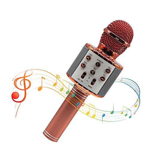 Maxesla Micrófono Karaoke Bluetooth-Micrófono Inalámbrico Karaoke Bluetooth, Portátil Altavoces Microfono con Luces de Baile LED, Compatibile con Android e IOS