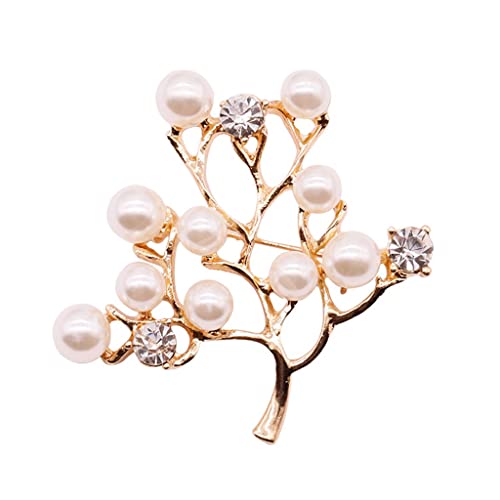 Broche d'arbre de Noël perlé haut de gamme avec cristaux scintillants et dorure