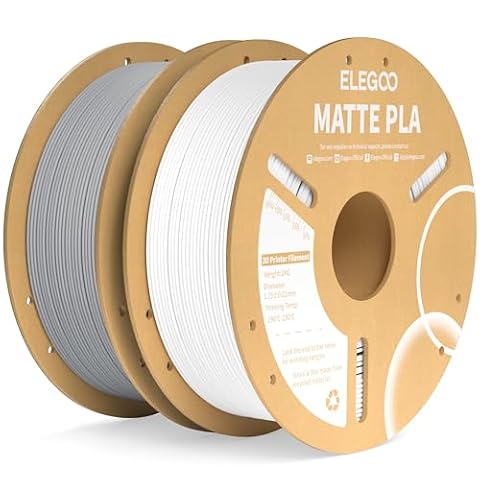 ELEGOO Matte PLA Filament White & Slate Gray 2KG, 1.75mm 3D Printer Filament Dimensional Accuracy +/- 0.02mm, 2pcs 1kg Carboard Spool (2.2lbs) Fits for Most FDM 3D Printers