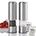 Produktbild AdHoc Geschenk-Set | elektrische Pfeffermühle und Salzmühle PEPMATIK Silber | Edelstahl Gehäuse mit langlebigem Keramikmahlwerk und LED | hochwertiges Meersalz & Pfeffer inklusive
