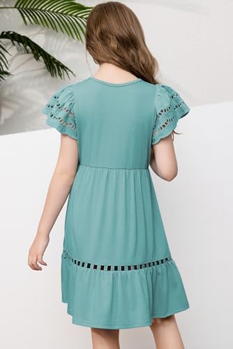 blibean Tween Girls Embroidery Sleeve Dress Summer Outfits 6-15 Years3