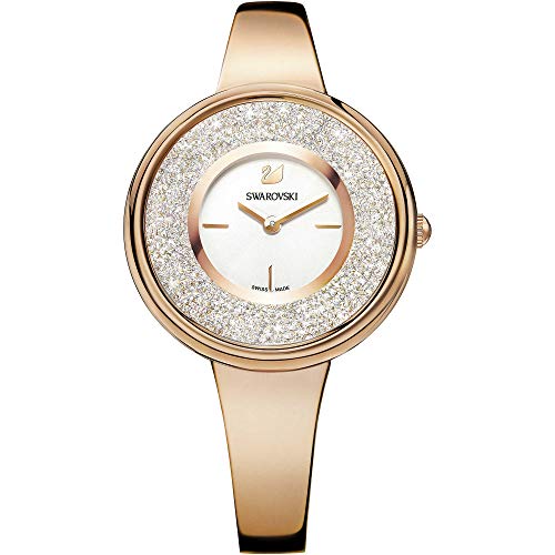 Swarovski Reloj Crystalline Pure, Pulsera de Metal, Blanco, PVD en Oro Rosa
