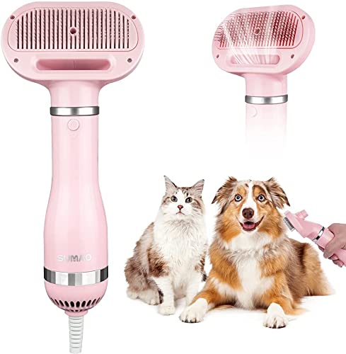 Sumao Dog Hair Dryer,2 Heat Settings Dog Dryer 2 in 1 Pet Hair Brush with Slicker Brush Professional Dog Bath Brush Pet Hair Dryer Blow…