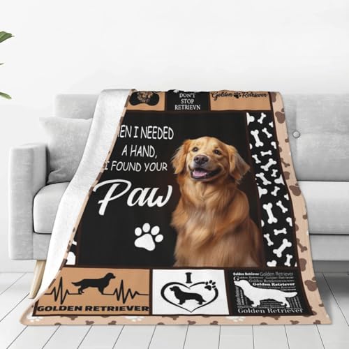 Golden Retriever Blanket Retriever Decor Throw Blanket Super Soft Flannel Lightweight Fluffy Plush Cozy Fuzzy Fleece Stuff Blanket Gifts for Dog Lover Girls Woman Man Adults for Bed Couch 40"X50"