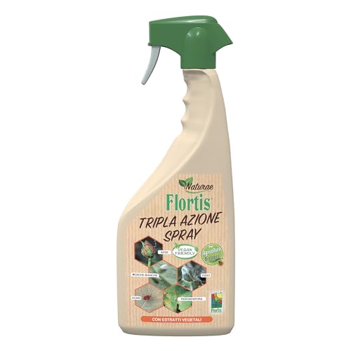 flortis, naturae tripla azione spray 1000ml, insetticida fungicida e acaricida a base di estratti naturali contro insetti e malattie, svolge azione fitostimolante, formato da 1 l