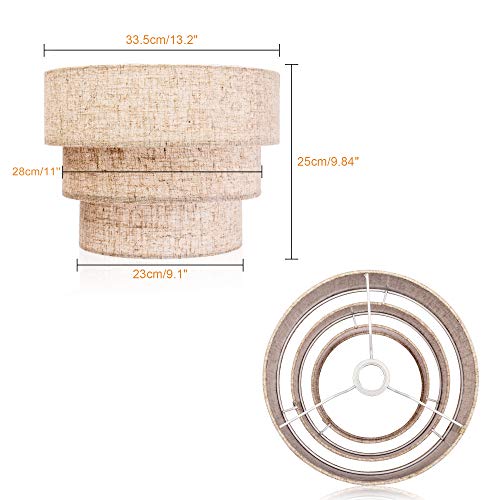 Edislive 3-Tier Drum Linen Lamp Shade For Pendant Lamp Floor Lamp Chandelier Replacement Shade Clip On Bulb Classic Round Lampshade Cover Only #TOP1