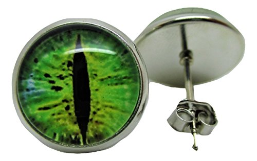 Green Eye Stud Post Earrings - New - Pair!