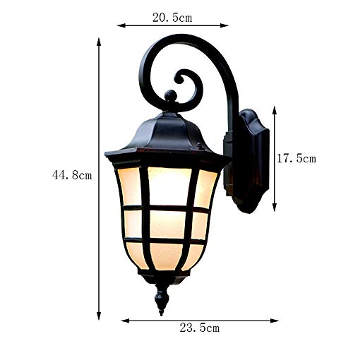 Lanterne murale extérieure E27 noir vintage étanche pour jardin et villa - 3