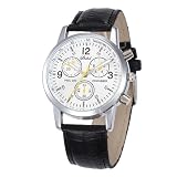 Dacdyi Uomini e Donne All'ingrosso Orologi Elegante Casual In Pelle Quarzo Orologio Da Polso Quadrante Rotondo, bianco