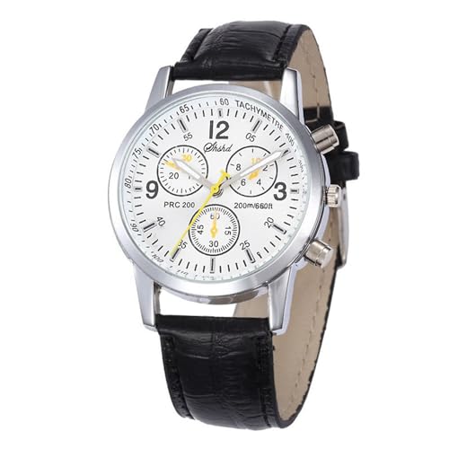 Dacdyi Men and Women Wholesale Watches Stylish Casual Leather Quartz Watch Round Dial Wristwatches for Men (White)