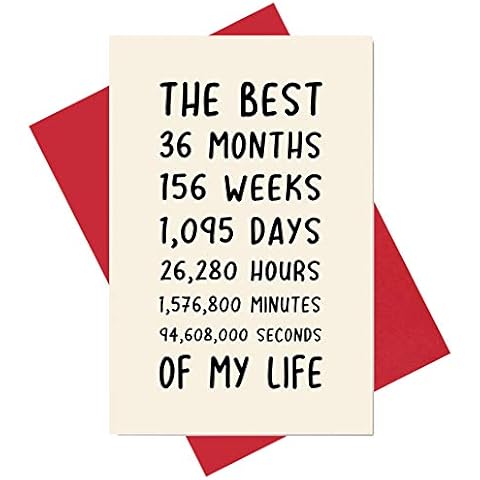 Alzombi 3rd Anniversary Card, Sweet 3 Year Anniversary Card for Him or Her, The Best 3 Years of My Life Cover