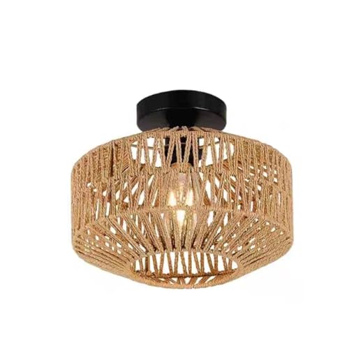 Lustre en rotin tressé main salon bohème chic avec douille E27