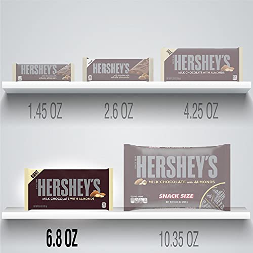 Image of HERSHEY'S Milk Chocolate with Almonds Giant Candy, 6.8 Ounce (Pack of 12)