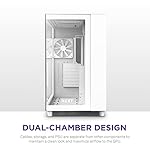 NZXT H9 Flow Dual-Chamber ATX Mid-Tower PC Gaming Case – High-Airflow Perforated Top Panel – Tempered Glass Front & Side Panels – 360mm Radiator Support – Cable Management – White - Image 4