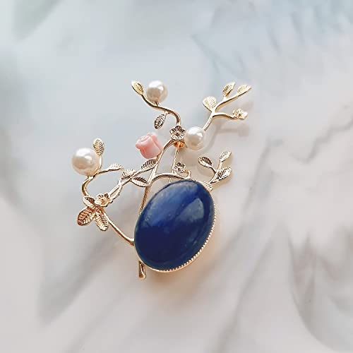 Image of Brooches for Women with Crystal, Pink Flower, Rhinestone Brooches Pins Elegant Jewelry Blossom Fashionable Gifts Ladies Bouquet Brooches Pin for Birthday, Party, New Year, Wedding
