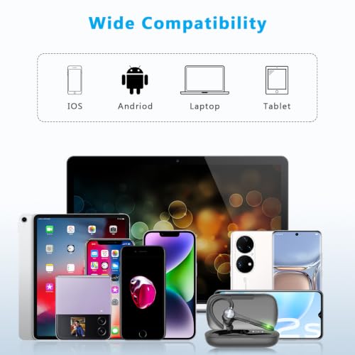 Image of HEIBAS Bluetooth Headset, Wireless Earpiece with Mic for Work