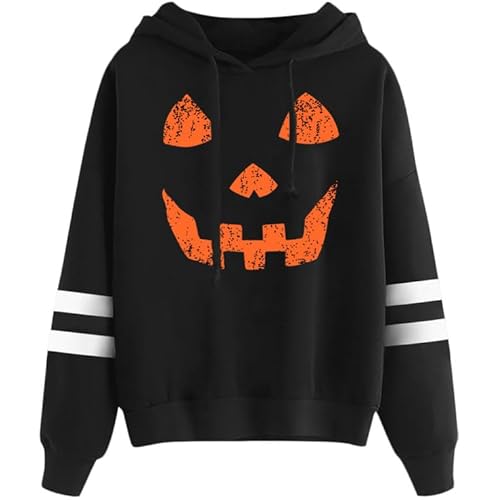 Spadehill Halloween Women Long Sleeve Pumpkin Skeleton Hoodies