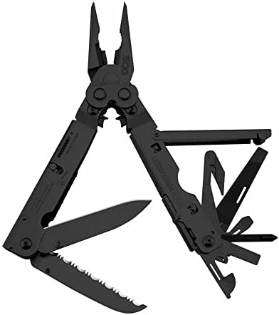 SOG Multi-Tool Pliers- PowerAssist Multi-Tool Pocket Knife and Utility Tool Set with 16 Lightweight Specialty Tools and EDC Sheath (B66N-CP) , Black