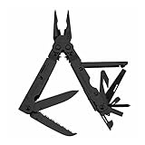SOG Multitool Pliers - PowerAssist Black Oxide Multi Tool Pocket Knife and Utility Tool Set w/ 16 Lightweight Specialty Tools and EDC Sheath (B66N-CP)