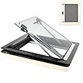 Yellulu RV Exit Window, RV Emergency 18''x21'' Window | Travel Trailer EXIT Window RV Window Replacement | Vent Hatch Hinged Push Out Window, with Coating Shade | Screen