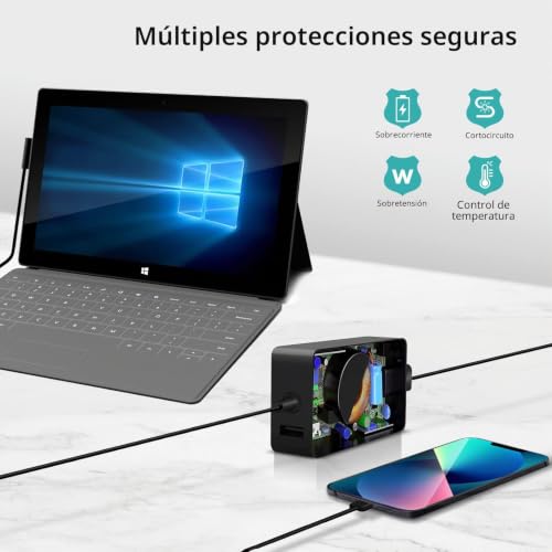 Cargador Surface Pro 65W adaptador corriente para Surface Book y Surface Go 2