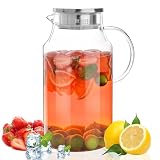 128oz Glass Pitcher with Lid,1 Gallon Glass Water Pitcher Hot/Cold Water Jug, 3.7LJuice and Iced Tea Beverage Carafe with Lid