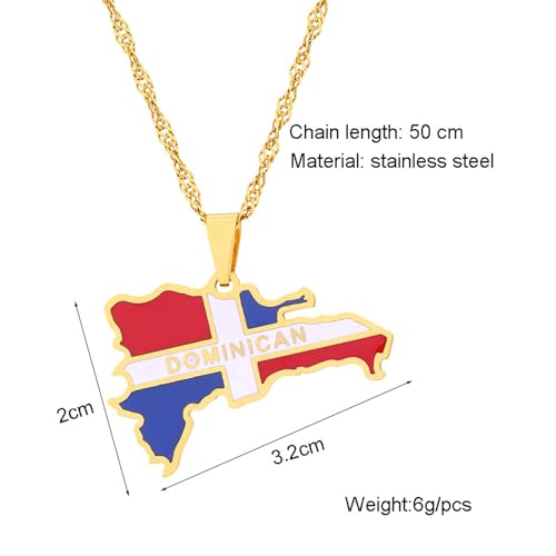Fashion Stainless Steel Dominican Republic Map Pendant Necklace2