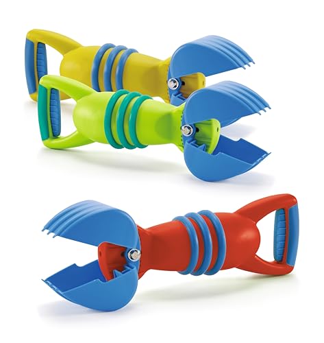 Hape Greifer, Sandspielzeug, gelb/blau - Kinder Sand- und Wasserspiele, Fördert Motorik, Greifen und Koordination, Outdoor Spielzeug für Strand, Sandkasten und Planschbecken, geeignet ab 12 Monaten