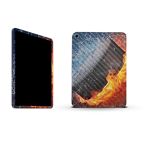 Image of MightySkins Carbon Fiber Skin Compatible with Apple iPad 10.9 inch 10th Gen (2022) Full Wrap Kit - Hockey Fire | Protective, Durable Textured Carbon Fiber Finish | Easy to Apply | Made in The USA
