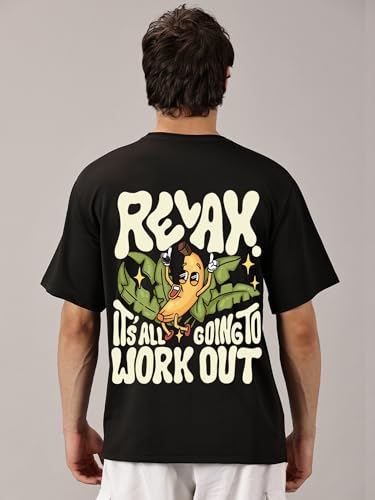 Image of RodZen Men's Cotton Round Neck Printed Oversized Loose Fit T-Shirt