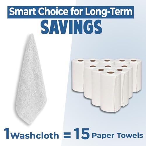 Image of DAN RIVER 12 Pack Wash Cloths for Showering [12x12] - 100% Cotton Washcloths Premium Quality Flannel Face Cloths for Bathroom, Highly Absorbent and Soft Feel Wash Clothes, White