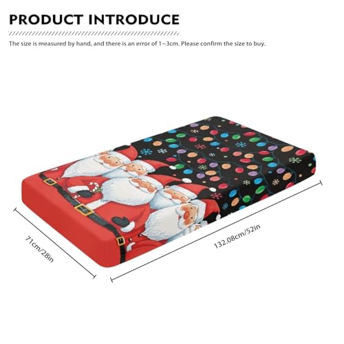 Image of Christmas Crib Sheet for Baby Boys Girls Santa Claus Soft Comfy Crib Mattress Cover 28 inchx52 inch Standard Crib Bedding Sets Toddler Mattress Sheets,Black Newborn Infant Crib Sheets
