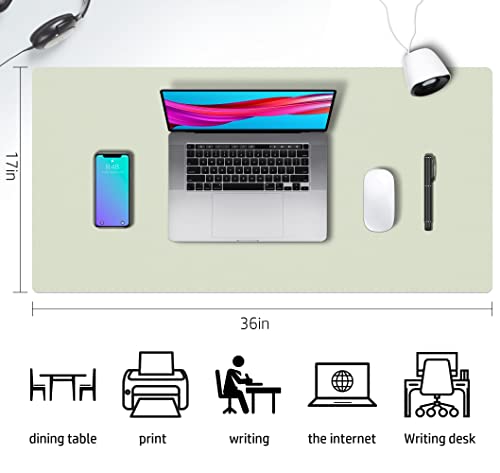 Image of Desk Mat Large Protector Pad - Multifunctional Dual-Sided Office Desk Pad,Smooth Surface Soft Mouse Pad, Waterproof Desk Mat for Desktop, Pu Leather Desk Cover for Office /Home(Matcha, 36 inch x 17 inch)