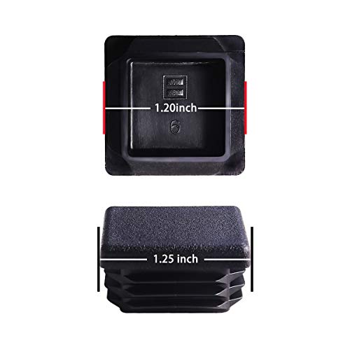 Image of 20Pack 1 inch x 2 inch Black Square Tubing for Plastic Plugs Anti Slip Chair Leg Caps Pipe Tubing End Cap Durable Chair Glide. (1 /2 Square Plug)