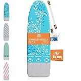 Buntes Brett ® Nur Bügelbrettbezug für Dampfbügeleisen (Größe L) | Universal bis max. 140x50 cm | Bügeltischbezug für schnelles und leichtes Bügeln | Made in EU | Dampfbügelstation geeignet | Blau