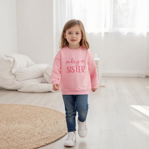 GOOCHEER Big Sister Little Sister Matching Outfit Newborn Baby Girl Long Sleeve Romper Toddler Girl Pullover Sweatshirt Tops3