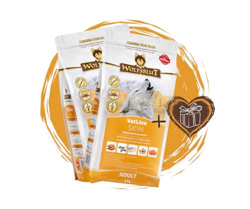 Wolfsblut Vetline Hundefutter - Skin & Coat, 2x2kg - Sparbundel, Sparpaket - inklusive Warnicks Tierfutterservice Hundesnack Goodie
