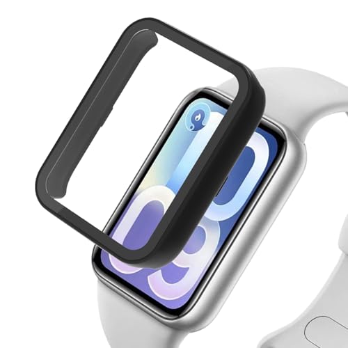 For Xiaomi Smart Band 10 Pro �ی�t�C������̌^�P�[�X �J�o�[ �yQUXIAGUM�z�S�ʕی� PC�t���[��+�����K���X�t�B���� ��̌^ 9H�d�x �����ߗ� �ϏՌ� ���h�~ Xiaomi Smart Band 10 Pro �P�[�X