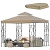 119”x119” Canopy Replacement Top Double Tiered Gazebo Cover for Yard, Patio & Garden Durable Sunshade Replacement(No Frame)(Khaki)