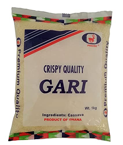 Gari 1 kg Harina de Yuca Fermentada y Tostada de Ghana para Cocina Africana Pasta para Guarnición, Cereal en Frío y Horneado